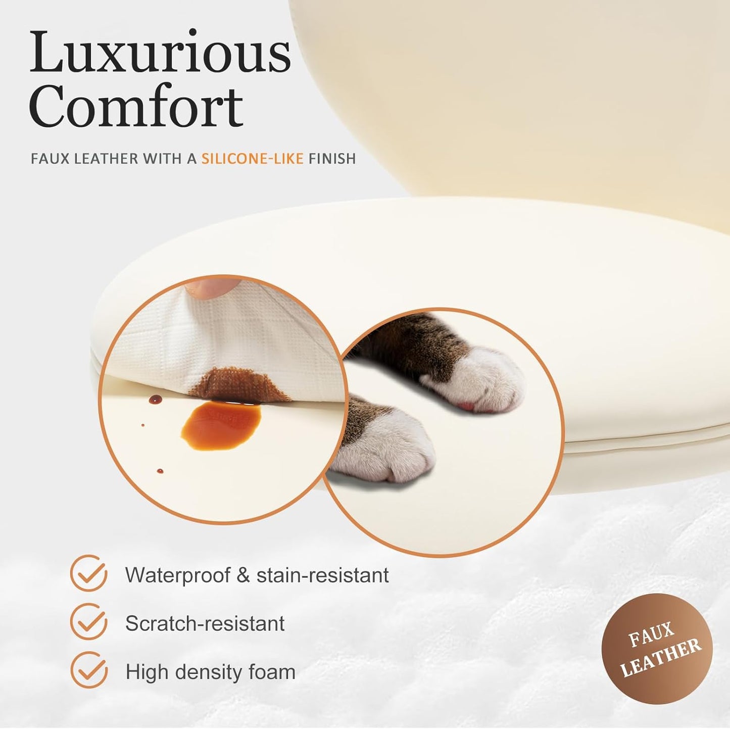 RAINMOOD Bar Stools, Adjustable Swivel Barstools with Back and Footrest, Faux Leather Upholstered, Stainless Steel Base, for Kitchen Counter, Bar, Dining Room