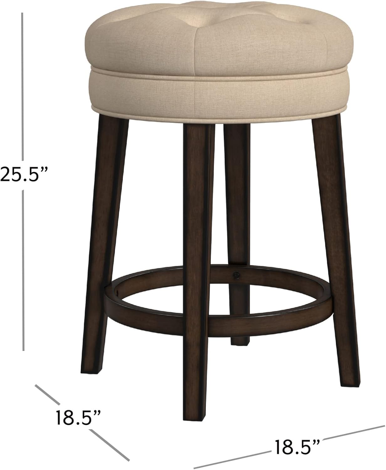 Hillsdale Krauss Backless Swivel Counter Stool, Charcoal Gray Finish with Linen Stone Fabric