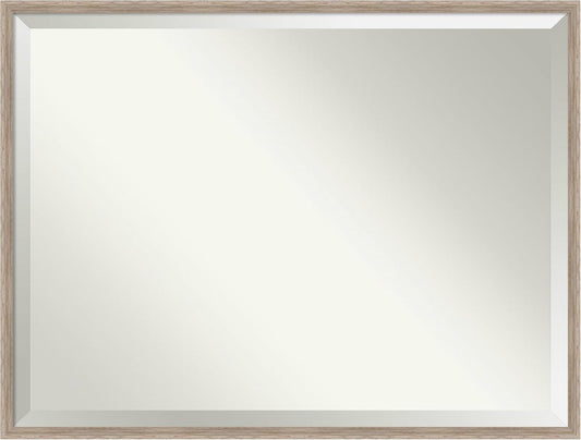 Amanti Art White Bathroom Mirror for Over Sink, 31x41 Hardwood Wedge White Wash Rectangle Vanity Mirror, X-Large Rustic Farmhouse Wood Frame, Hangs Horizonally and Vertically, Bathroom Wall Decor