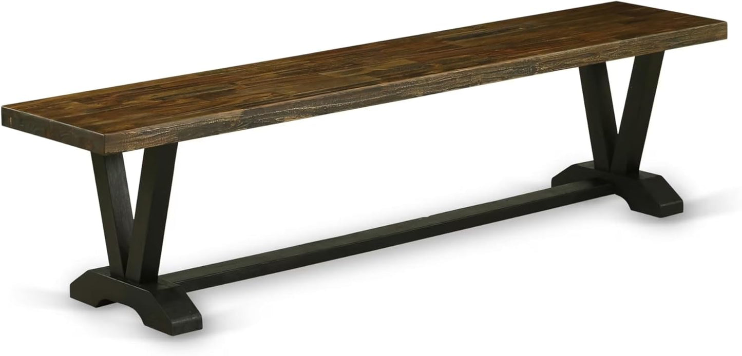 East West Furniture V677EL635-6 6 Piece Dining Table Set Contains a Rectangle Kitchen Table with V-Legs and 4 Doeskin Linen Fabric Upholstered Chairs with a Bench, 40x72 Inch, Multi-Color