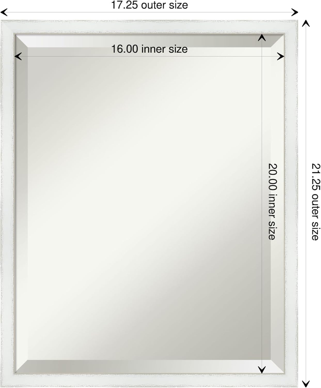 Amanti Art White Bathroom Mirror for Over Sink, 21x17 Breeze Distressed White Rectangle Vanity Mirror, Small Country Rustic Wood Frame, Hangs Horizonally and Vertically, Bathroom Wall Decor, Beveled