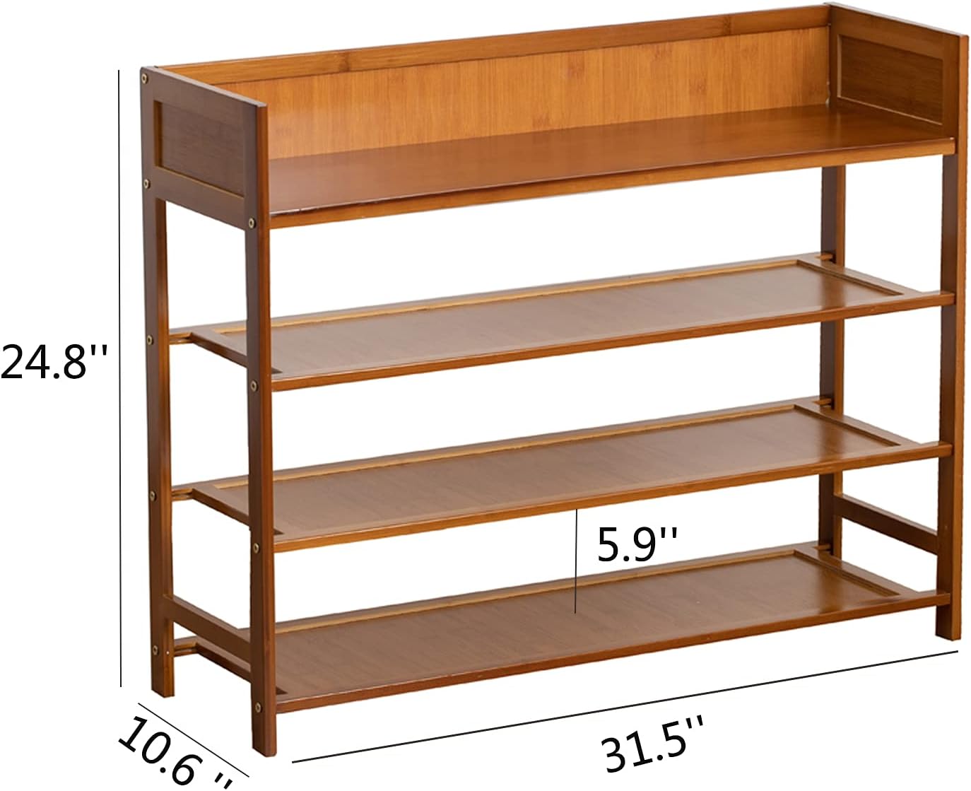 Bamboo Shoe Rack Organizer, 4 Tier Shoe Shelf Storage Organizer, for Entryway, Hallway, and Closet (Brown-31.5)