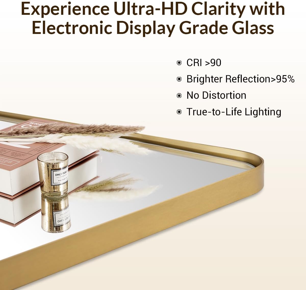 ANDY STAR Gold Bathroom Mirrors for Over Sink, 24x32 Inch Brushed Gold Wall Mirror, Rectangular Metal Framed Vanity Mirror -Modern Clean Design with Superior Stainless Steel Frame