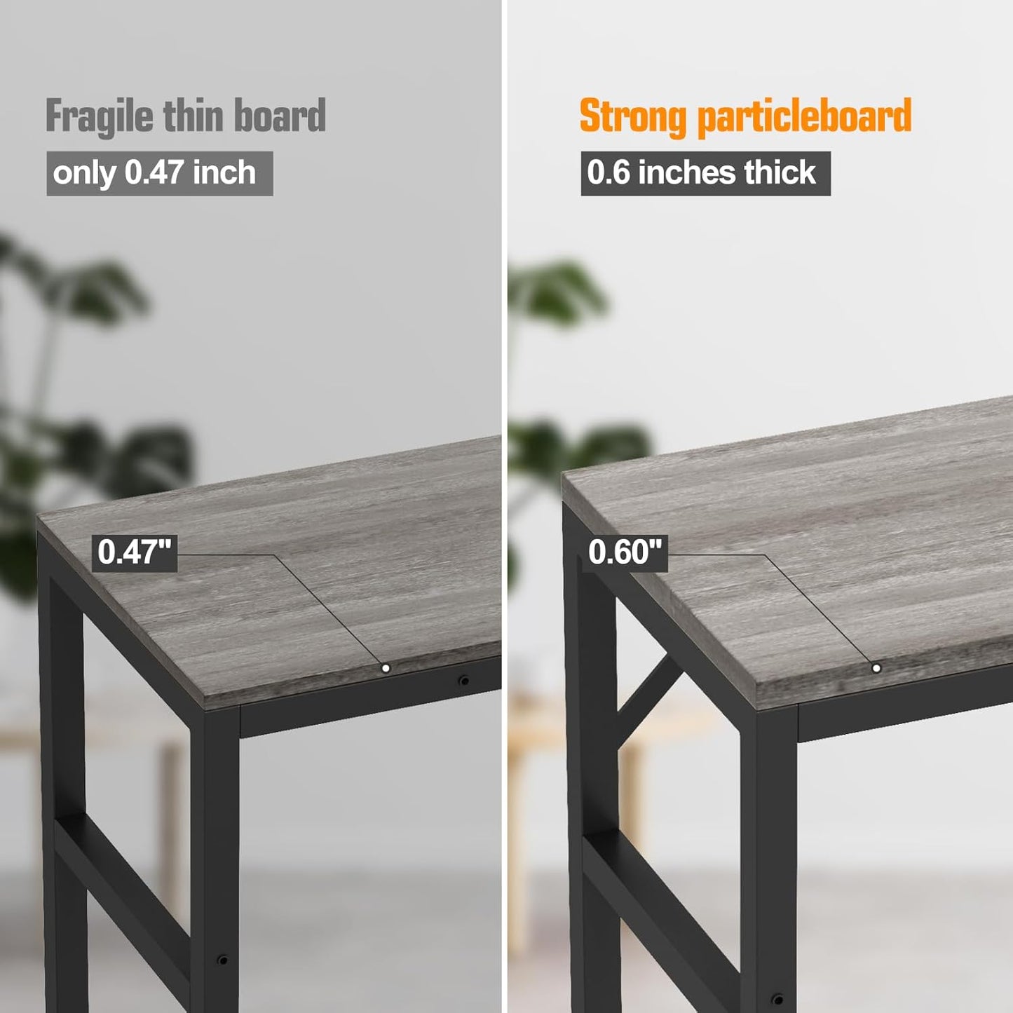 Narrow Console Table, 2 Tier Entryway Table, Thin Sofa Table, Industrial Couch Table with 2 Support Bar, Small Side Tables for Living Room, Bedroom, Hallway, Foyer, Grey