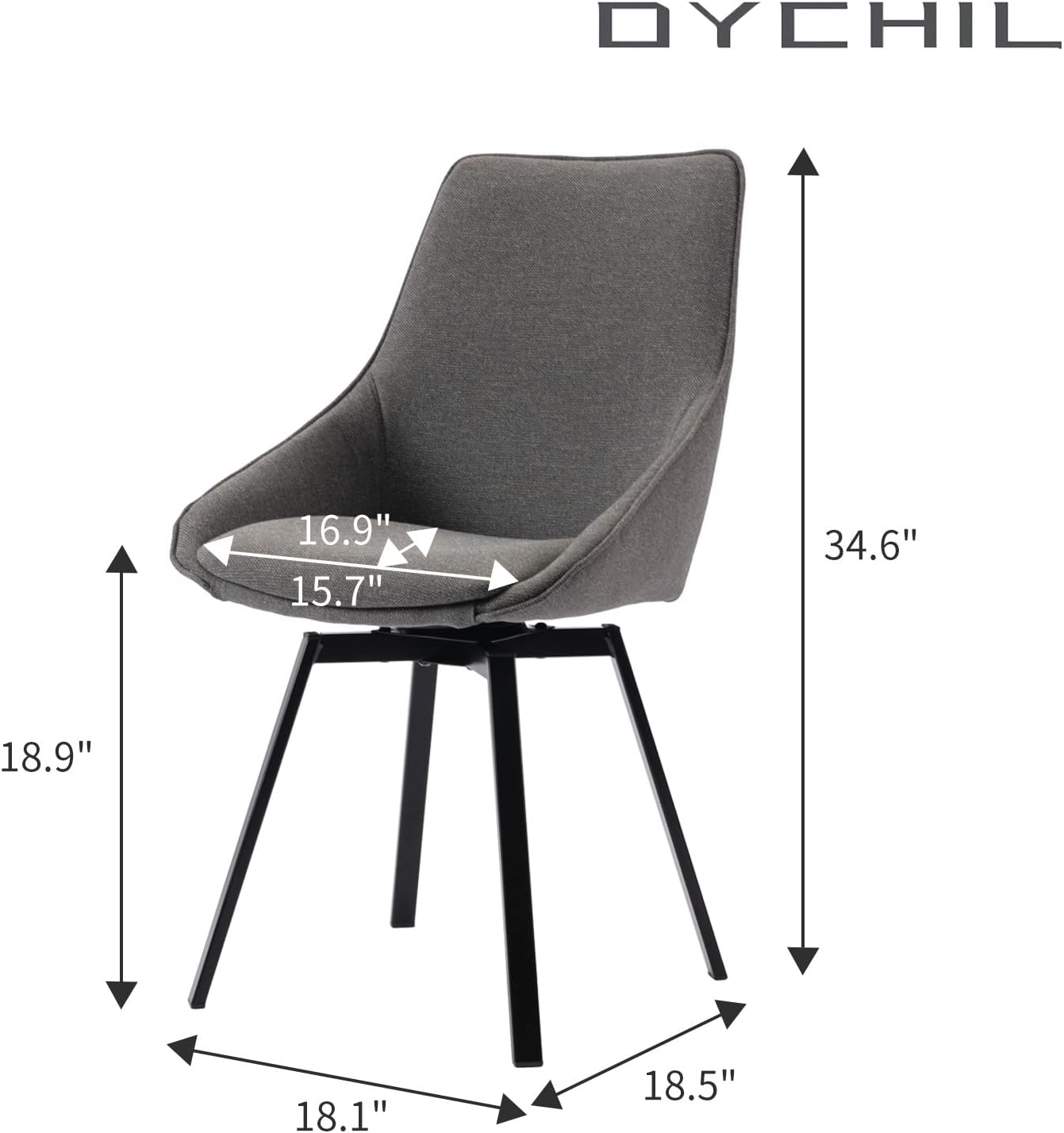 Dining Chairs Set of 2 Dark Grey Living Room Chairs Fabric Upholstered Kitchen Chairs,Loads Up to 270lbs,Quick Assembly,Swivel Dining Chair