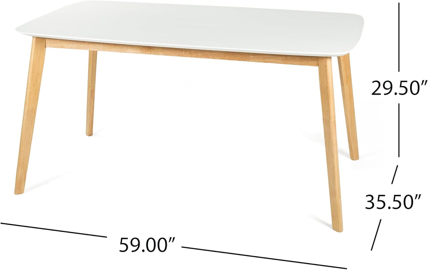 5-Piece Dining Set, Mid-Century Modern Solid Wood Table & Chair Set for 4, Kitchen, Dining Room, Restaurant, Natural Oak+Beige