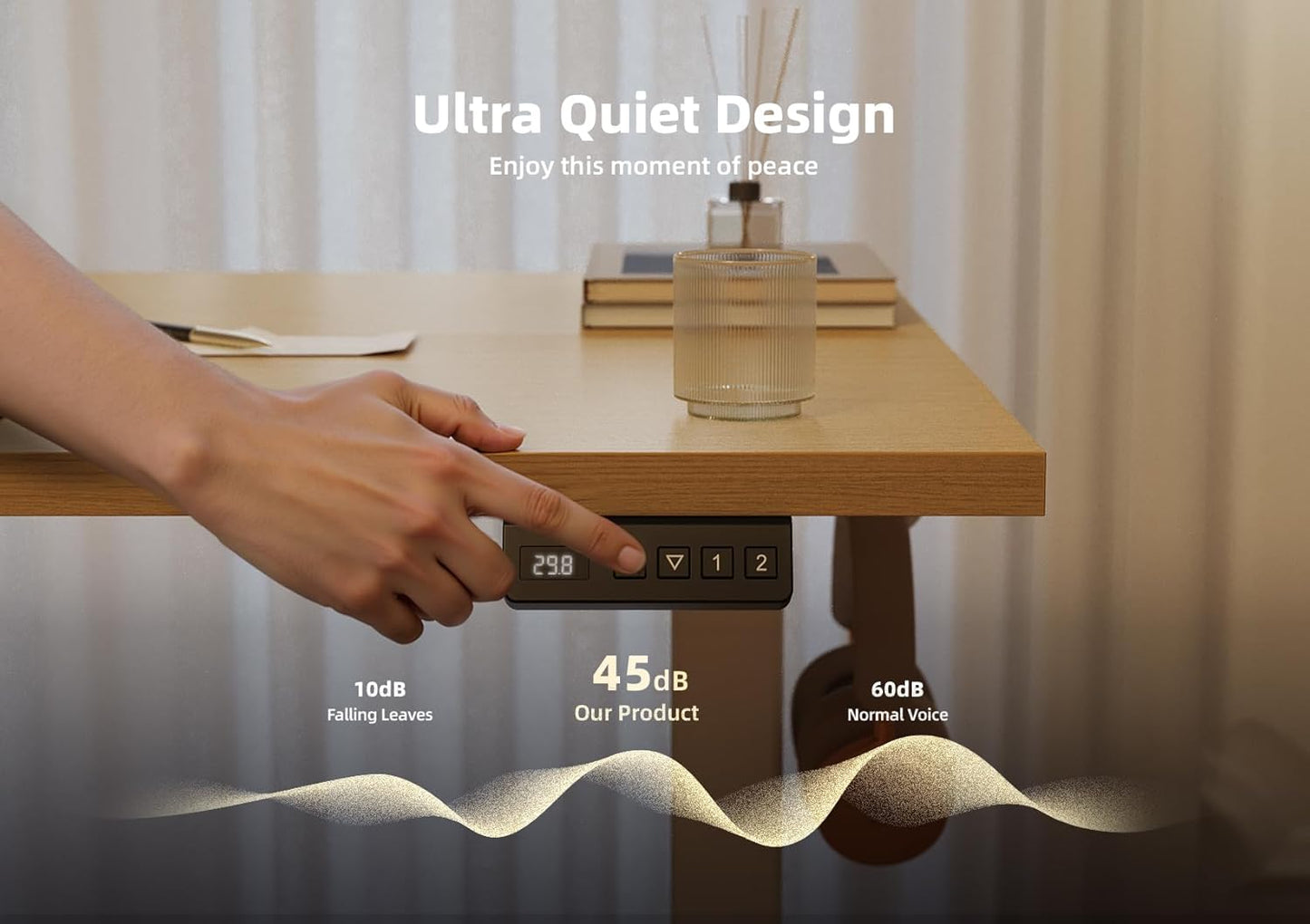 Seang Standing Desk with Adjustable Height, 40x24 Inch Electric Stand Up Desk for Home Office, Studio, Computer Workstation, Nature Top