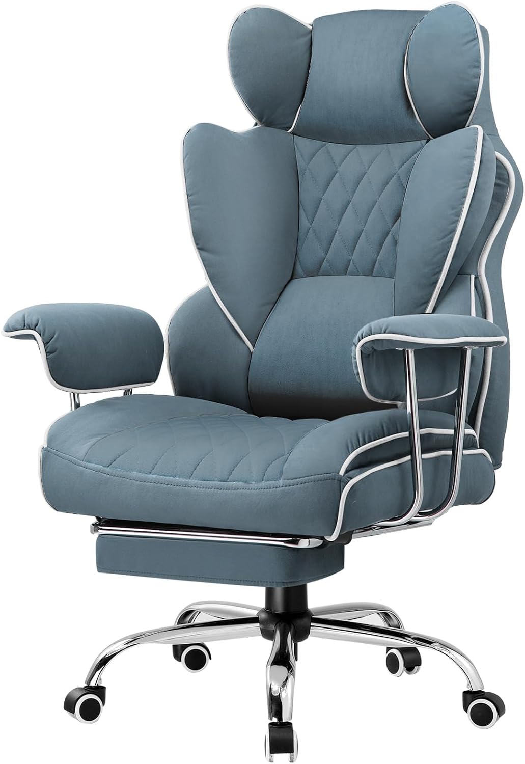 GTRACING Gaming Chair,Office Chair with Pocket Spring Lumbar Support, Ergonomic Comfortable Wide Office Desk Computer Chair with Outward Fixed Soft Armrests and Footrest (Fabric, Blue)