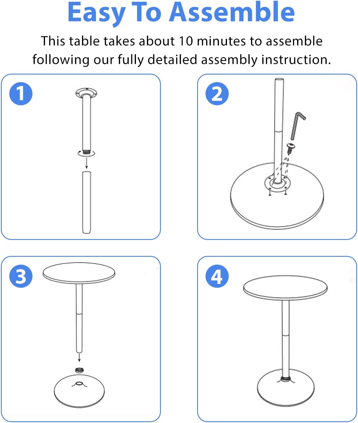FDW Modern Bar Table 2 Set 40" Height Kitchen Dining Table Round Pub Table Hydraulic Dining Room Home Kitchen Table Bar Top Table Tall Table