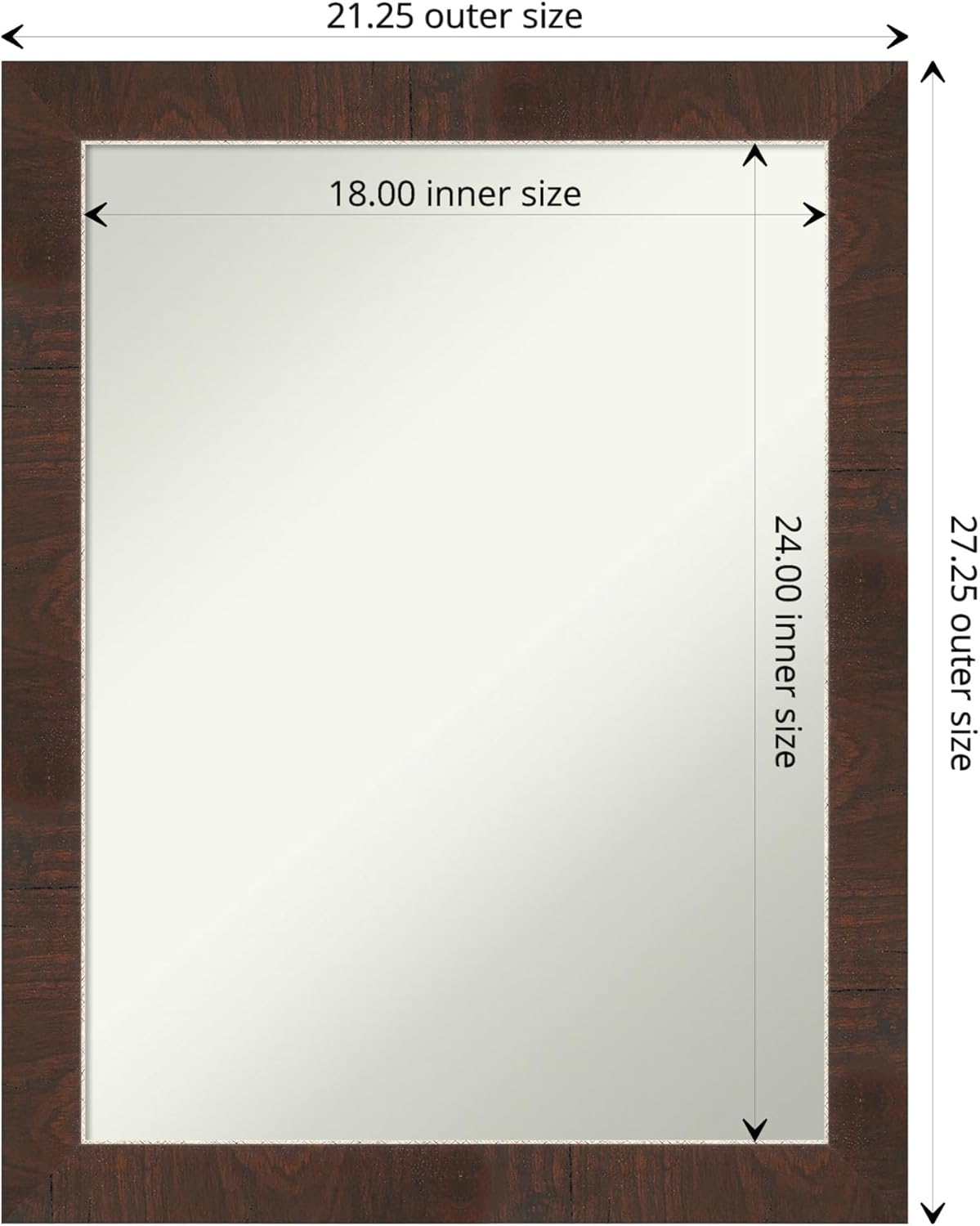Amanti Art Brown Bathroom Mirror for Over Sink, 29x23 Wildwood Brown Rectangle Vanity Mirror, Medium Country Rustic Frame, Hangs Horizonally and Vertically, Bathroom Wall Decor, Non-Beveled Edge