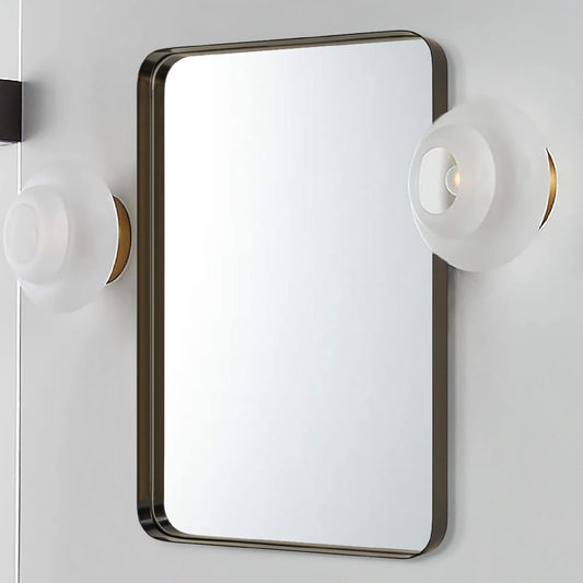 TEHOME 24x36 inch Oil Rubbed Bronze Metal Framed Bathroom Mirror for Wall in Stainless Steel Black Rounded Rectangular Bathroom Vanity Mirrors Wall Mounted