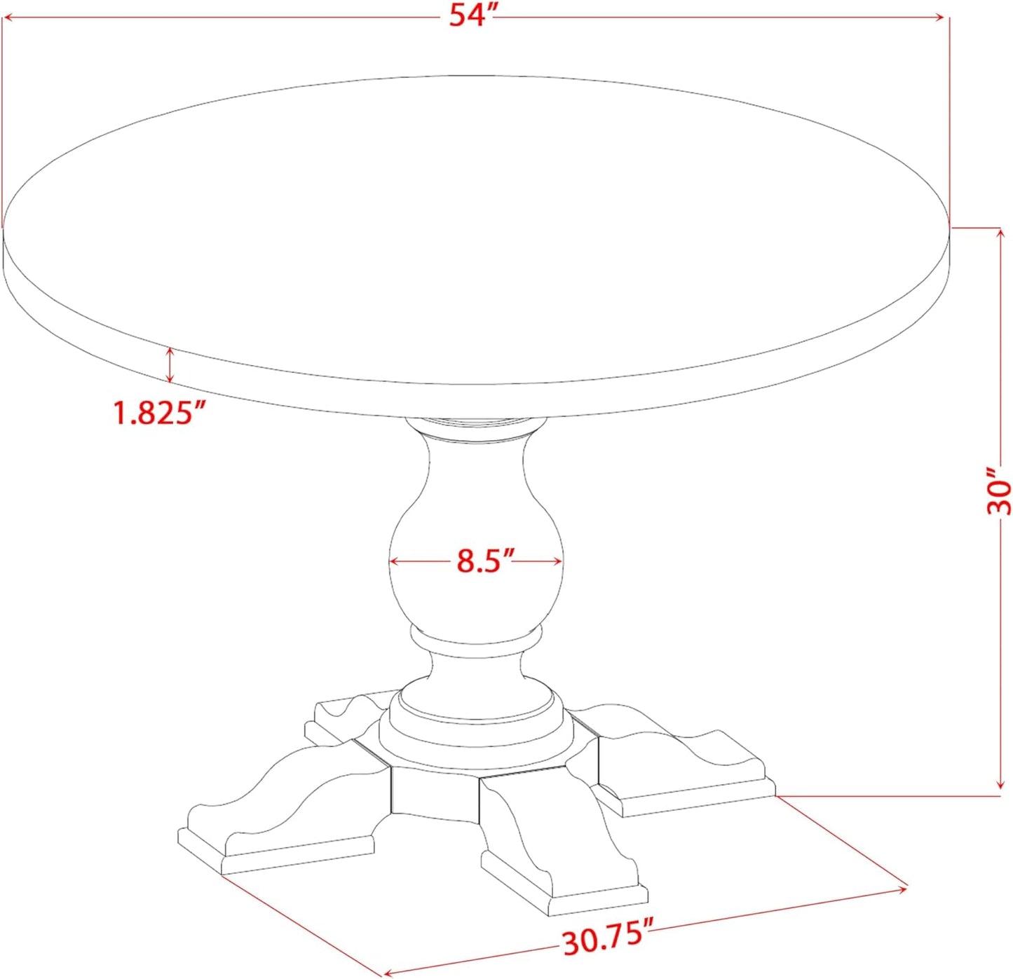 I55-11-TP Breakfast Table with Acacia Wood Round Tabletop and Stylish Pedestal Base - Sand Blasted Black Finish