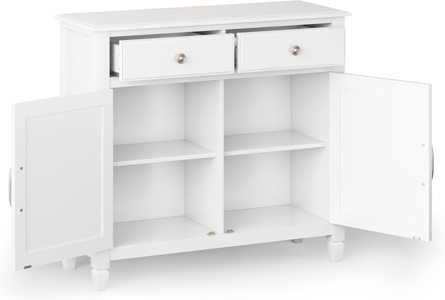SIMPLIHOME Connaught 40-inch Wide Solid Wood Storage Cabinet in White for Entryway, Living Room, Organizer for Hats, Gloves, Shoes, Keys, Slim Design, Traditional Style