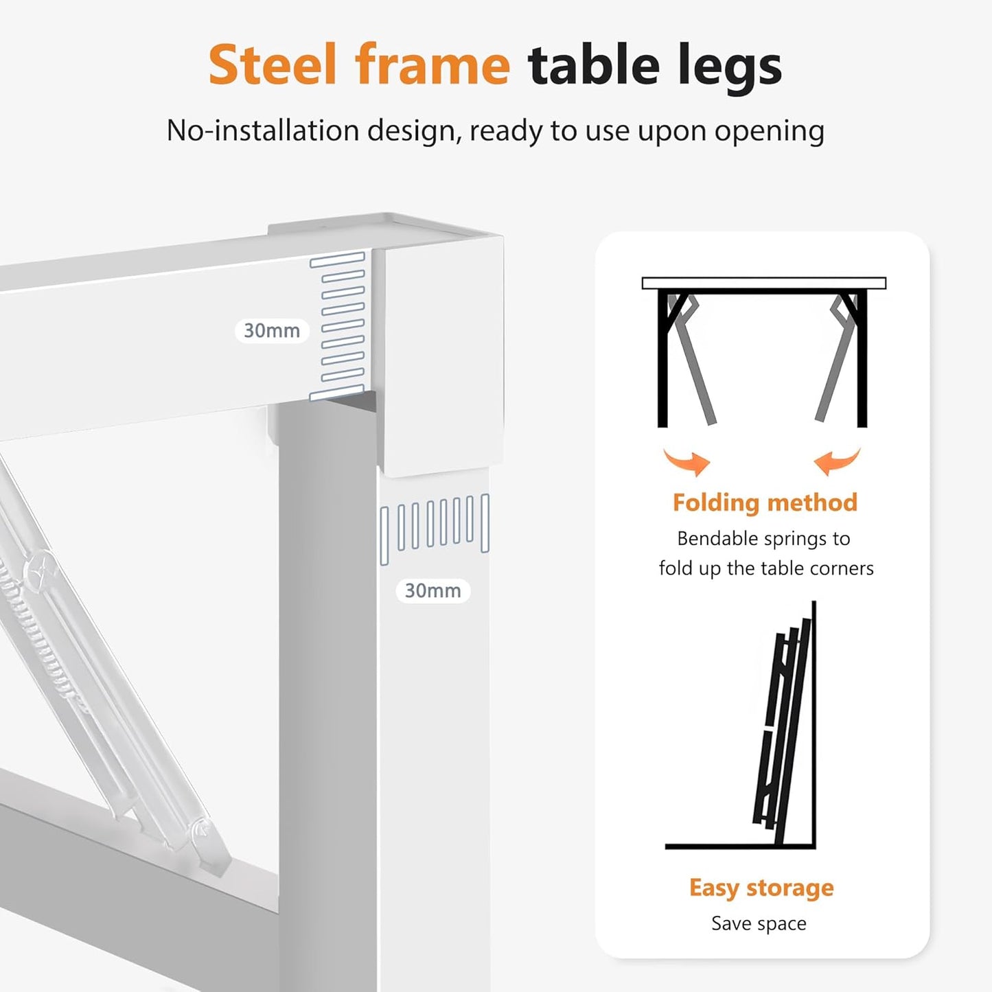DlandHome Folding Desk - 31.5 Inch Small Computer Desk for Home Office - Folding Table Writing Table for Small Spaces - No Assembly Required - Teak & White Frame