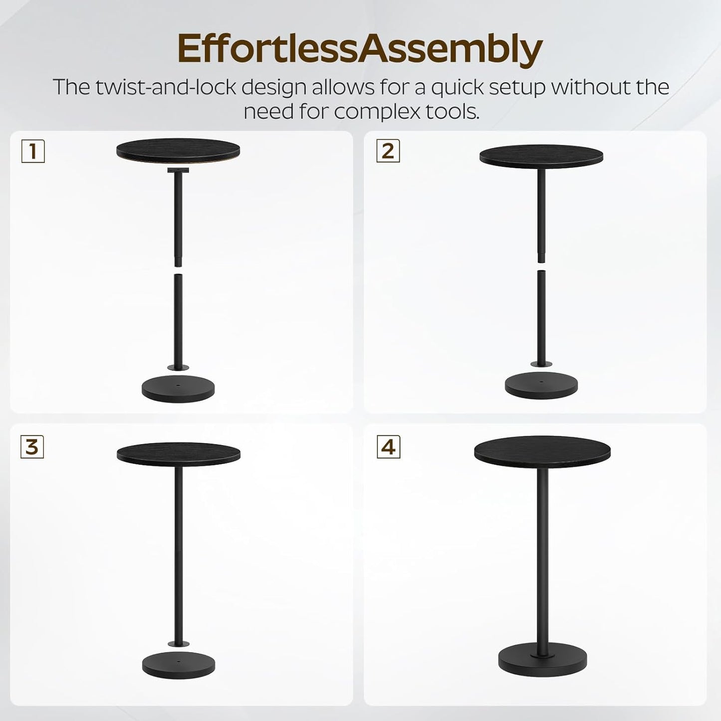 Round Side Table, Drink End Table for Small Spaces, Pedestal Style Martini Side Table in Living Room, Bedroom, Dormitory, Black ET30BB