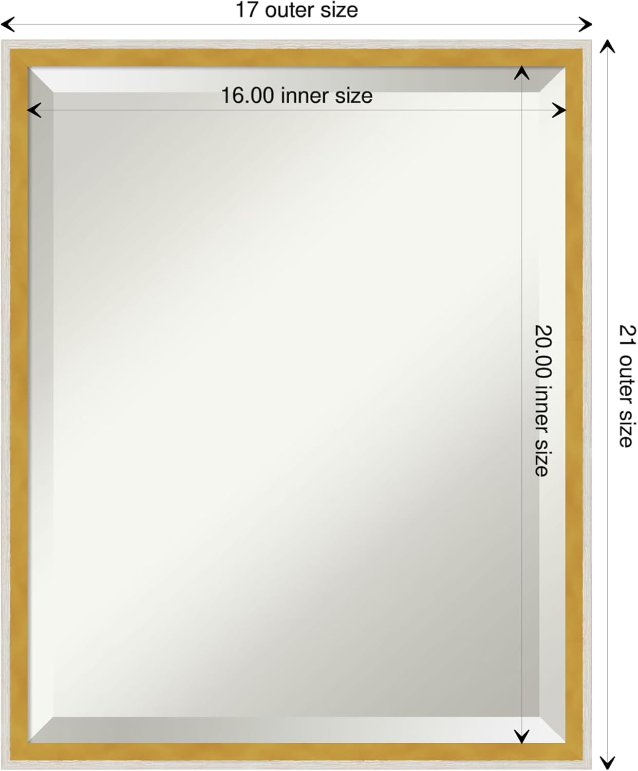 Amanti Art White Bathroom Mirror for Over Sink, 21x17 Paige White Gold Rectangle Vanity Mirror, Small Modern Contemporary Wood Frame, Hangs Horizonally and Vertically, Bathroom Wall Decor, Beveled