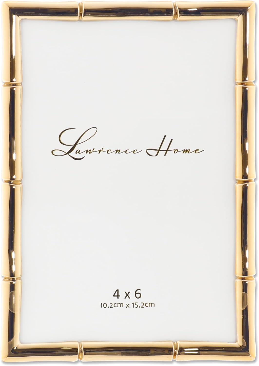 Lawrence 712246 4-Inch W x 6-Inch H Gold Metal Picture Frame with Bamboo Design