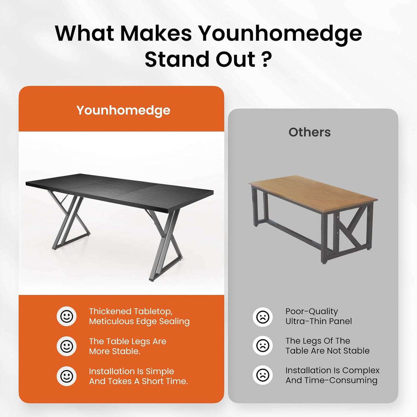 70.9 Inch Executive Desk, Large Office Computer Desk with Thicken Frame, Modern Simple Workstation Business Furniture for Home Office, Modern Industrial Style(Black)