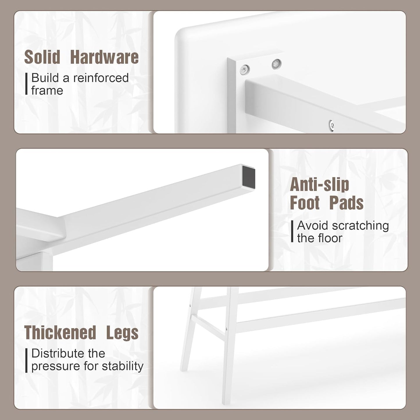 Bamboo Dining Bench, Wooden White Entryway Bench with Spindle Back Farmhouse Wood Windsor for Foyer Balcony Living Room Comfortable Winsor Chair Benches for Home