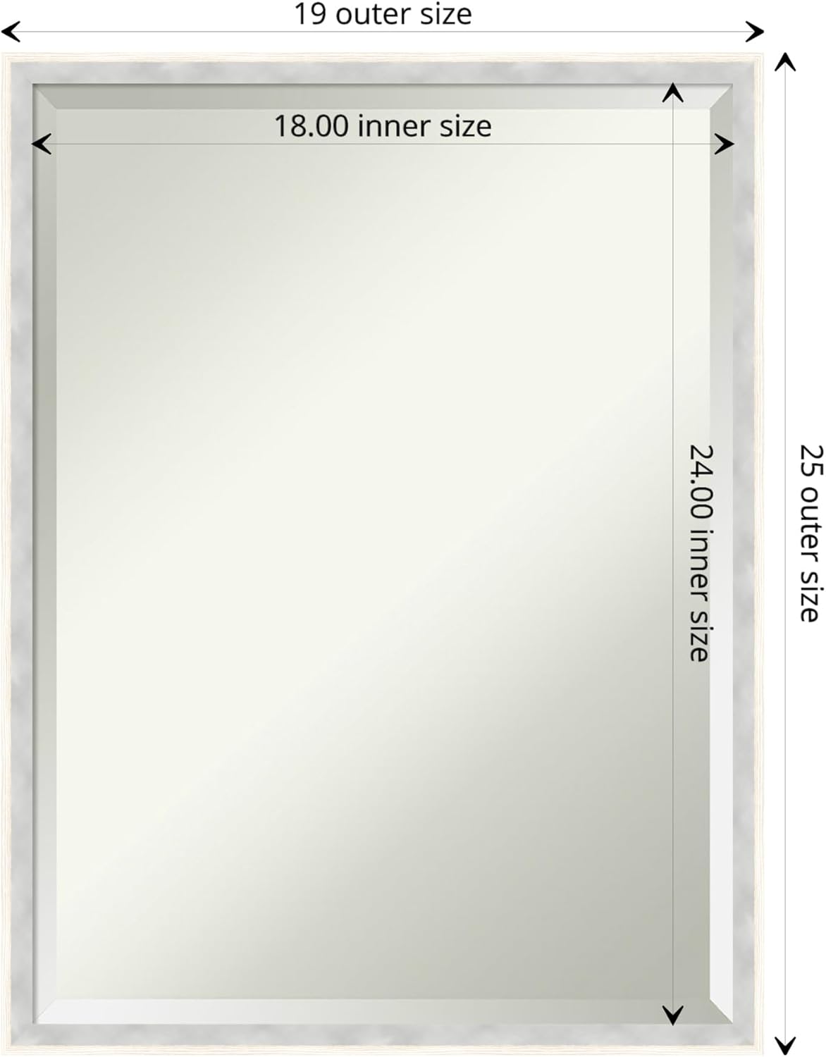 Amanti Art White Bathroom Mirror for Over Sink, 25x19 Paige White Silver Rectangle Vanity Mirror, Medium Modern Contemporary Wood Frame, Hangs Horizonally and Vertically, Bathroom Wall Decor, Beveled
