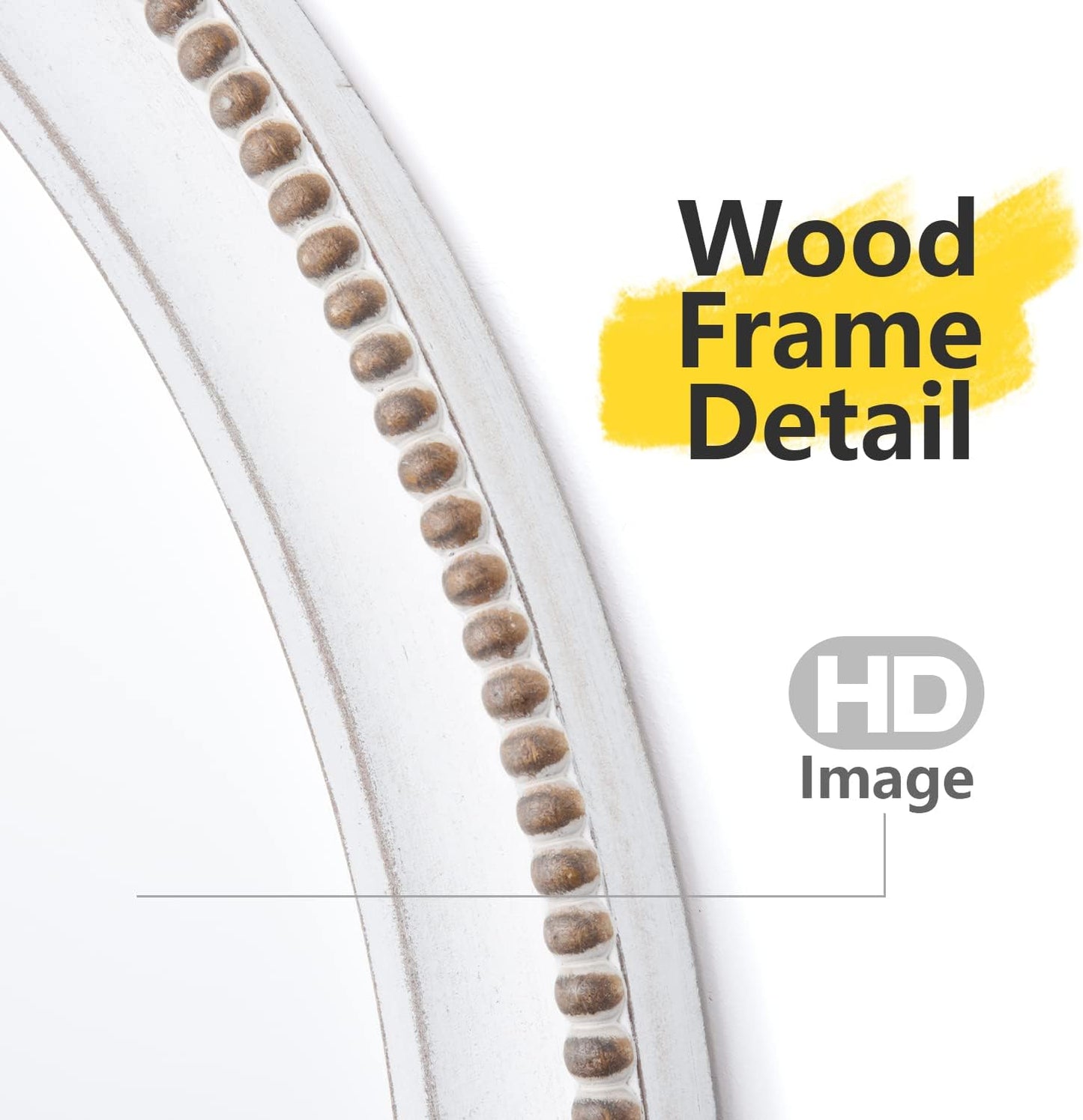 sawsile Wood Circle Mirror,Rustic Farmhouse Wall Mirror 32 inch Round Morden Decoration Wood Large Mirror White Accent Mirror for Bedroom,Living Room