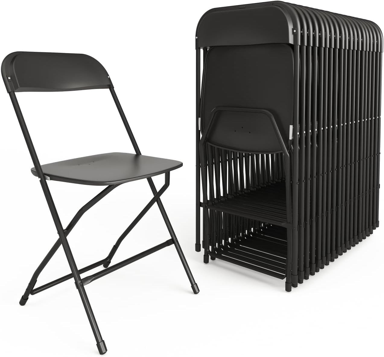 Flash Furniture Hercules Series Plastic Folding Chair - Black - 20 Pack 650LB Weight Capacity Comfortable Event Chair-Lightweight Folding Chair