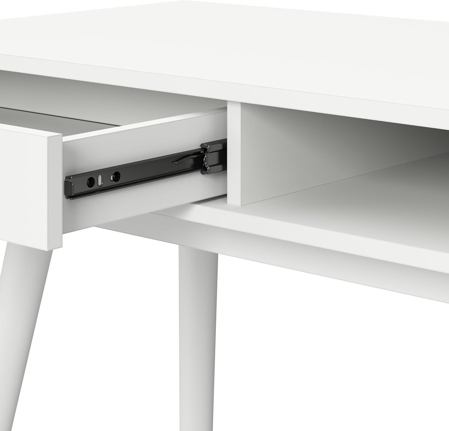 Bush Furniture Nora 54W Writing Desk in Pure White | Computer Table for Home Office Workspace or Entryway