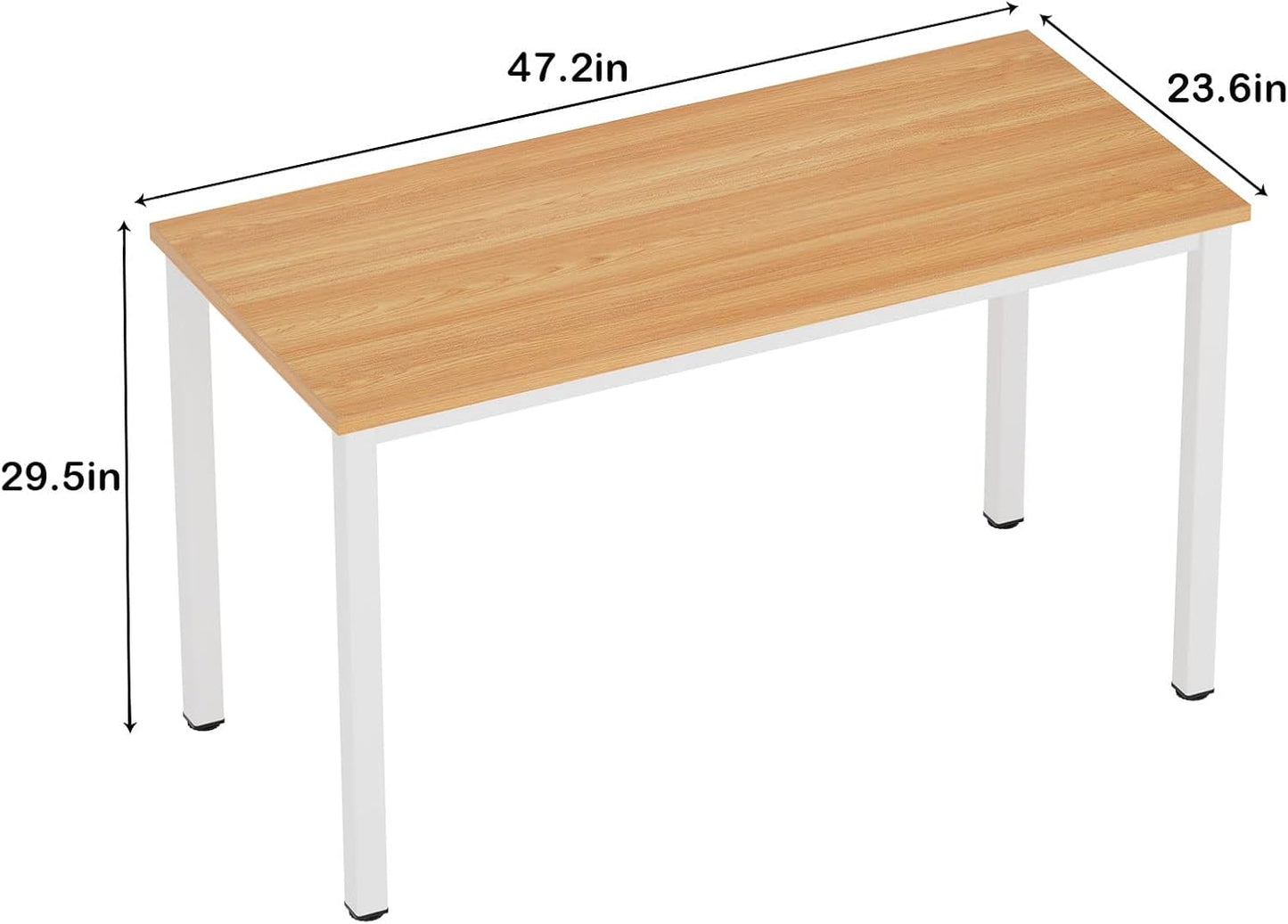 Need Computer Desk, 47 inch Home Office Desk, Modern Simple Style Home Office Gaming Desk, Basic Writing Table for Study Student, White Metal Frame, Teak