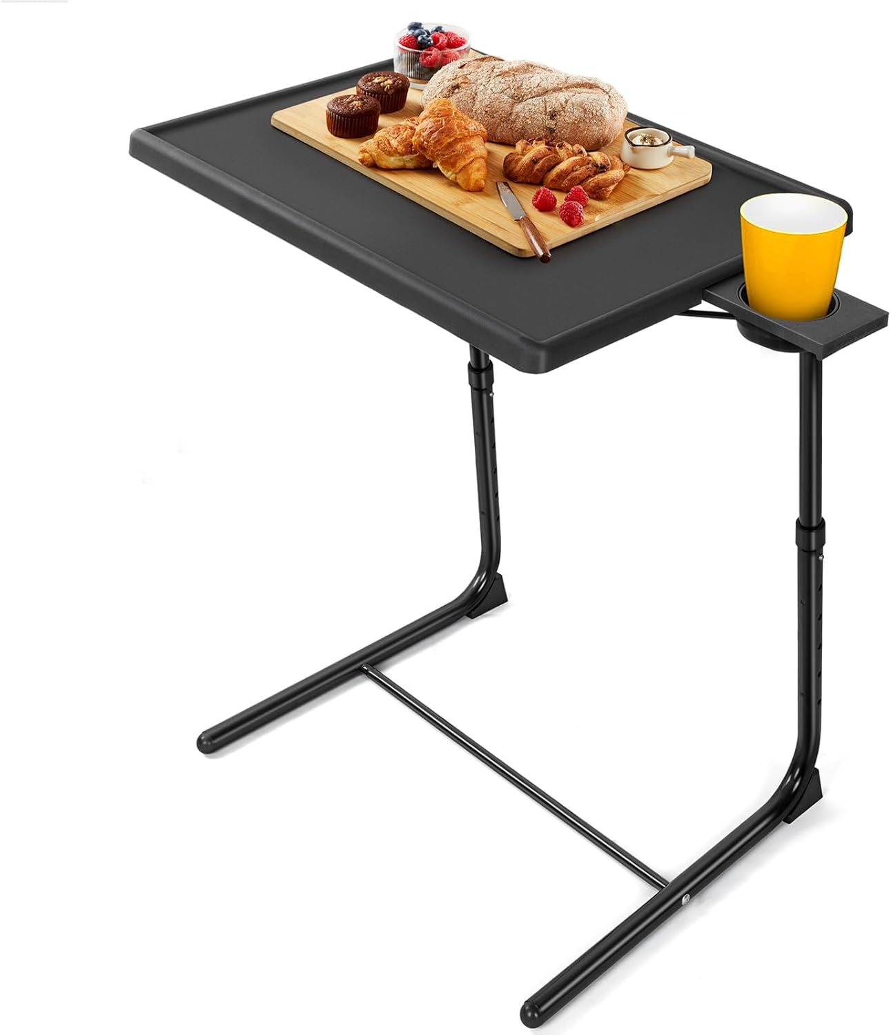 LORYERGO TV Tray - TV Table, Folding Table Trays, w/6 Height & 3 Tilt Angle, TV Tray Table w/Cup Holder, Dinner Tray for Eating on Couch, Laptop, Bed & Couch