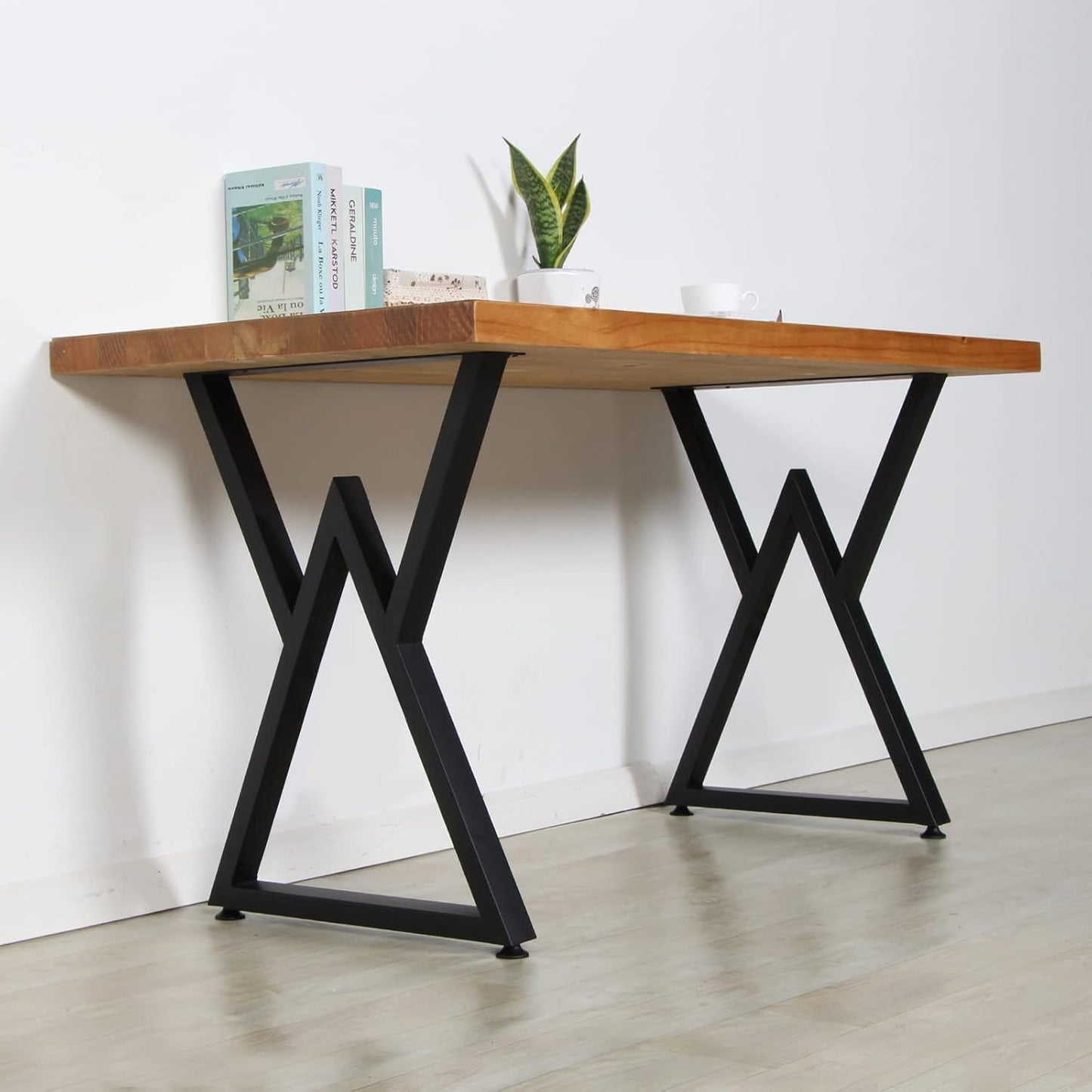 SSS Furniture Metal Desk Legs H28 x W20, Industrial & Rustic Style V Shape Table Legs with Adjustable Protector Feet, DIY Table Legs, Metal Legs for Furniture, Black, Set of 2