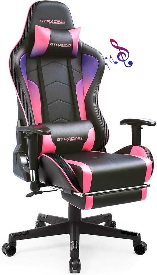 GTRACING Gaming Chair with Footrest Speakers Video Game Chair Bluetooth Music Heavy Duty Ergonomic Computer Office Desk Chair