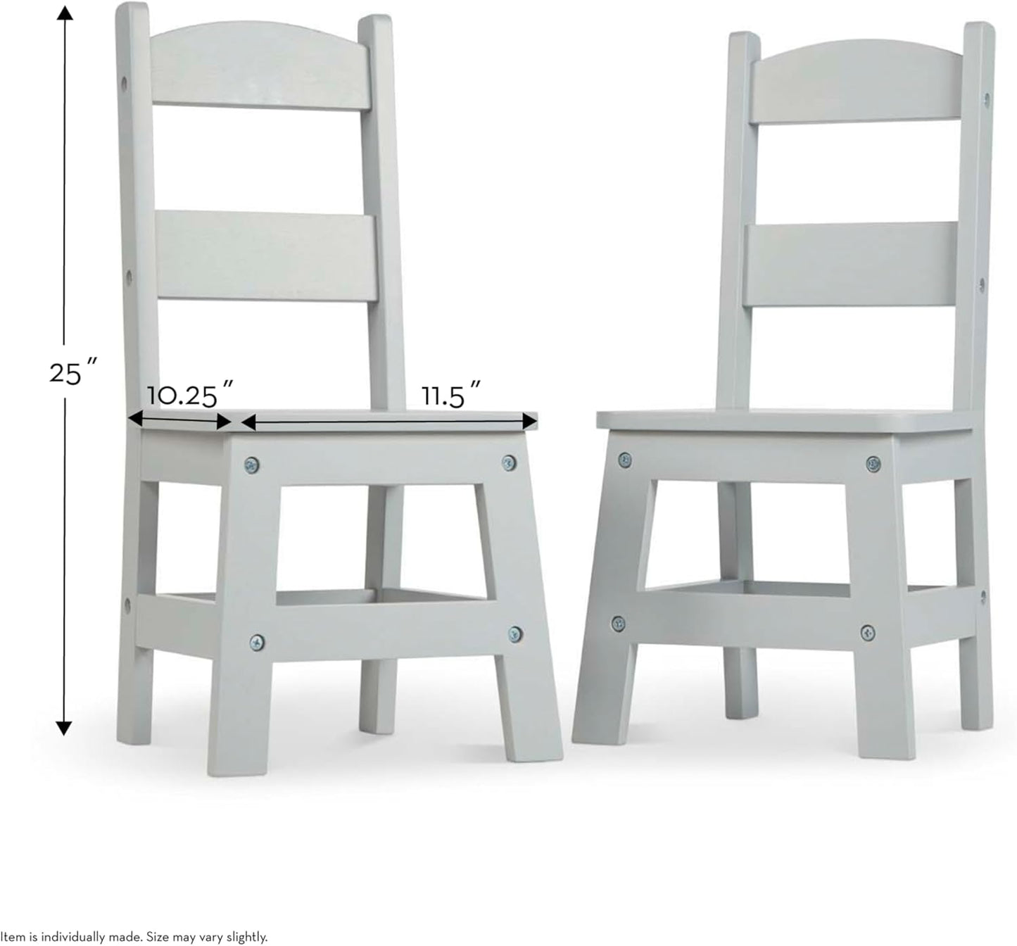 Melissa & Doug Wooden Chairs, Set of 2 - Gray Furniture for Playroom - Kids Wooden Chairs, Children's Wooden Playroom Furniture