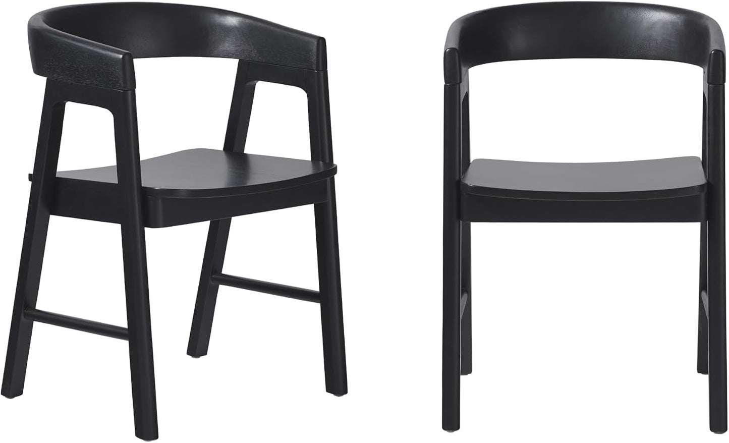 Walker Edison Ezra Modern Solid Wood Rounded Back Dining Chair - Black (Set of 2)