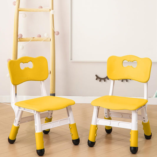 Adjustable Kid Chairs Indoor 3 Level Adjustable Suitable for Children Age 2-6. Maximum load-bearing 220LBS Suitable for Family Classroom and Nursery Child Seat Set (2-Pack) (Yellow(2 Chair))