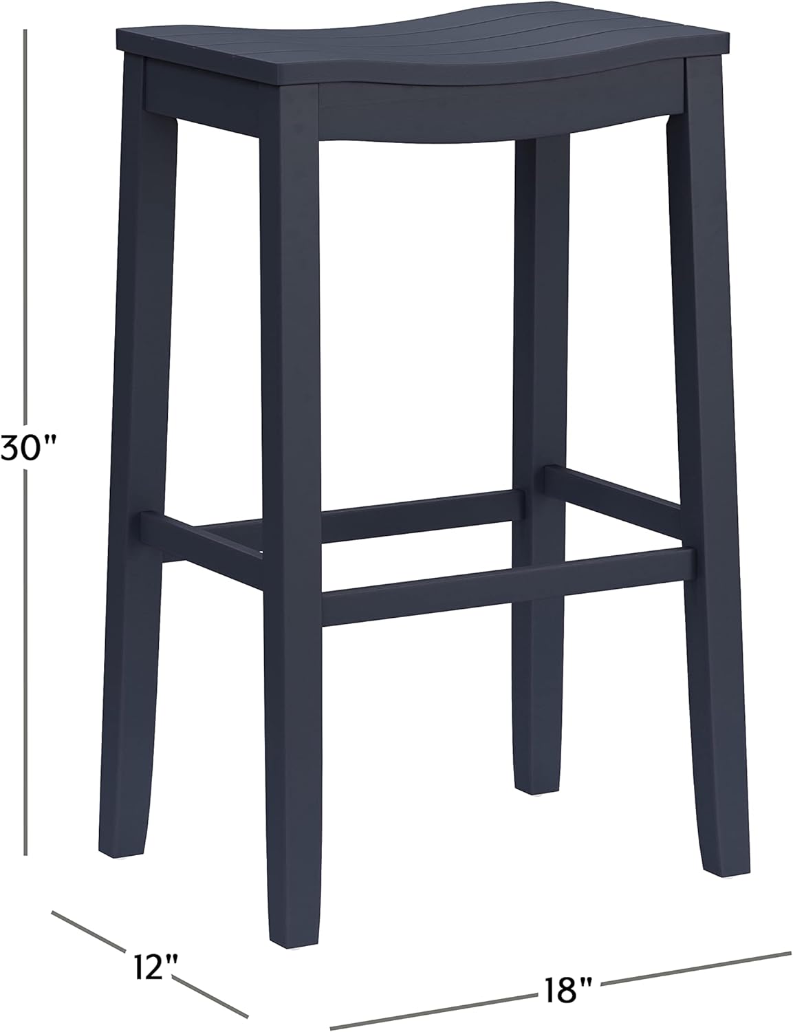 Hillsdale Fiddler Wood Backless Bar Height Stool with Saddle-Style Seat, Navy