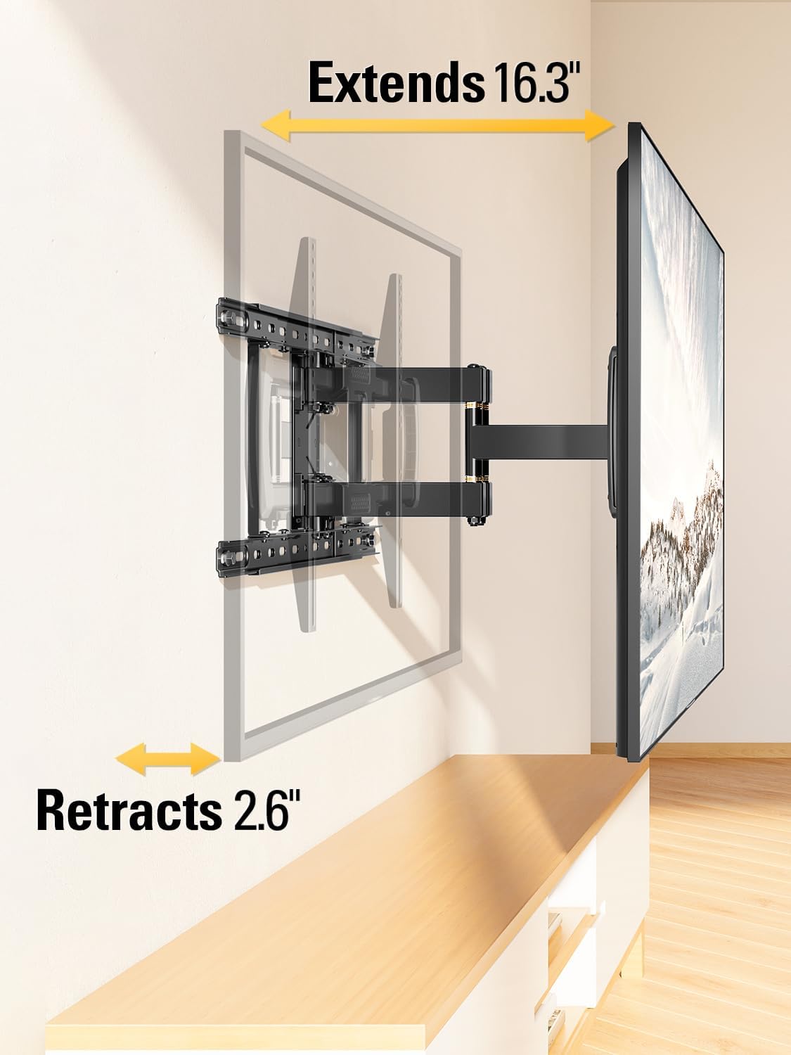 Mounting Dream TV Wall Mount for Most 42-84 Inch TVs, Full Motion Wall Mount Bracket with Articulating Arms , Max VESA 600x400mm , Up to 100LBS , Fits 16" , 18" , 24" Studs