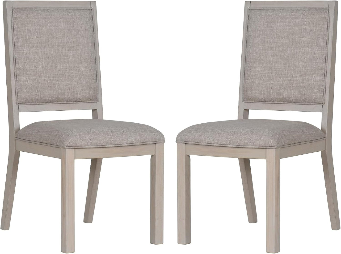 COLAMY Wooden Dining Chairs Set of 2, Mid Century Modern Upholstered Dining Chairs, 19 Inch Fabric Dining Room Chair with Back for Kitchen Dining Living Room Courtyard Waiting Leisure Area, Ivory