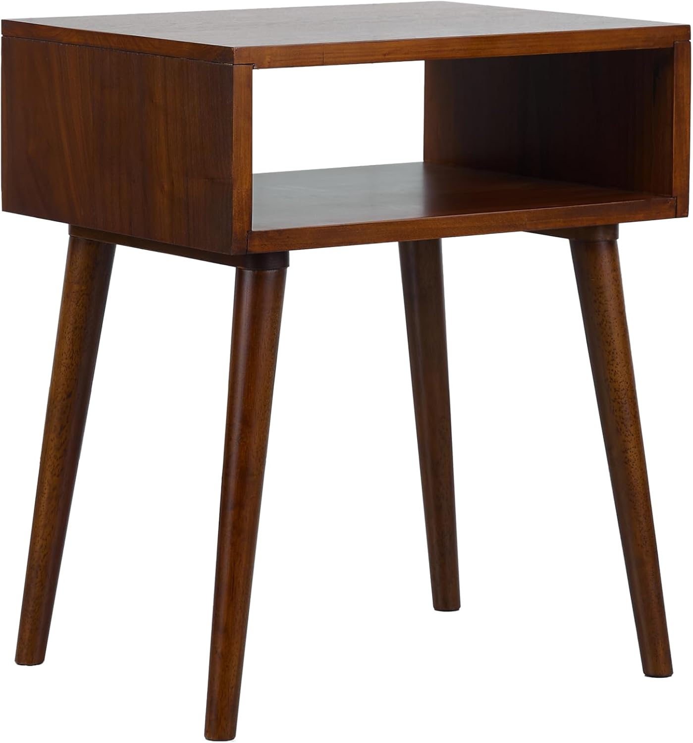 NTC Zoe Solid Wood Nightstand, Mid Century Modern Side Table Bedroom, Bedside Furniture, Night Stand, End Table, Easy Assembly - Dark Walnut