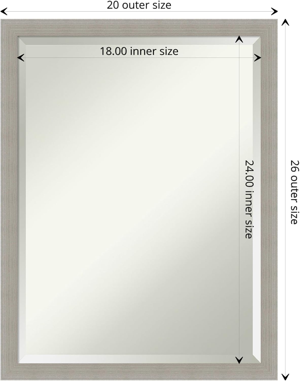 Amanti Art Grey Wall Mirror 26x20 Woodgrain Stripe Grey Rectangle Bathroom Mirror for Wall Decor Living Room, Medium Casual Wood Frame, Hangs Horizonally and Vertically, Bathroom Decor, Beveled Edge