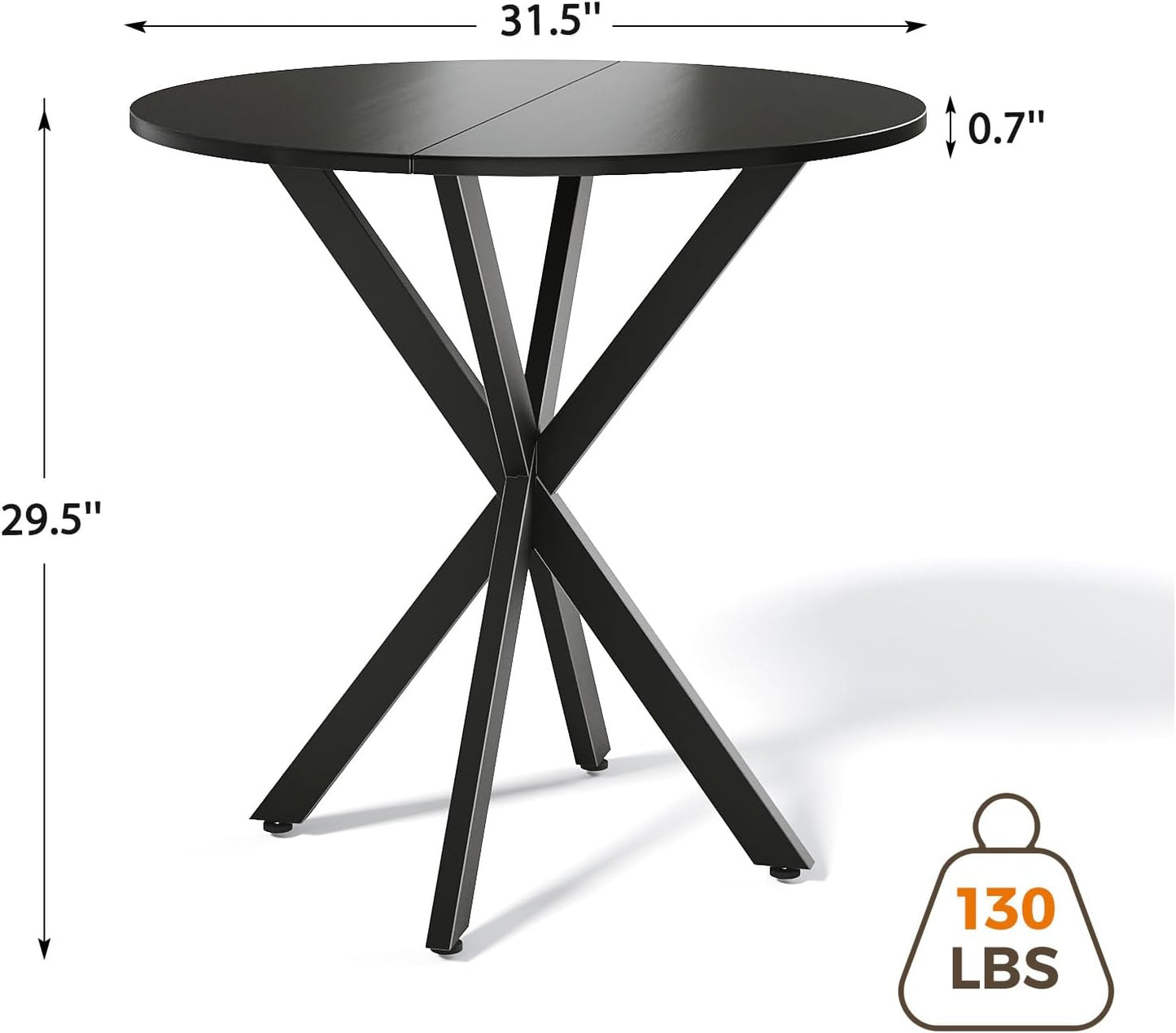 Unovivy 31.5" Black Small Round Dining Table for 2-4, Space Saving Circle Kitchen Dinner Table, Mid Century Modern Dining Room Desk for Kitchen, Apartment
