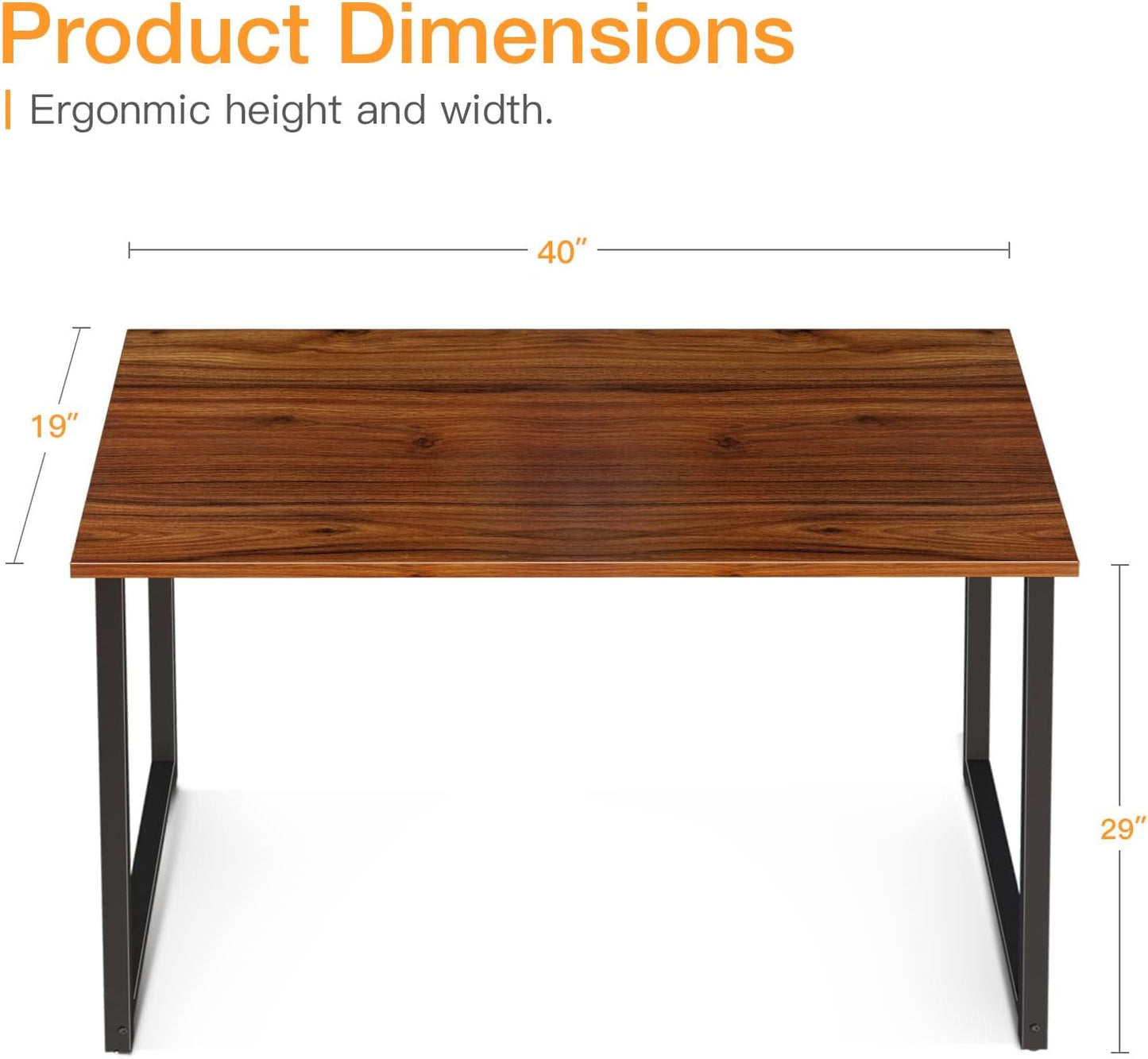 Coleshome 40 Inch Computer Desk, Modern Simple Style Desk for Home Office, Study Student Writing Desk, Deep Brown