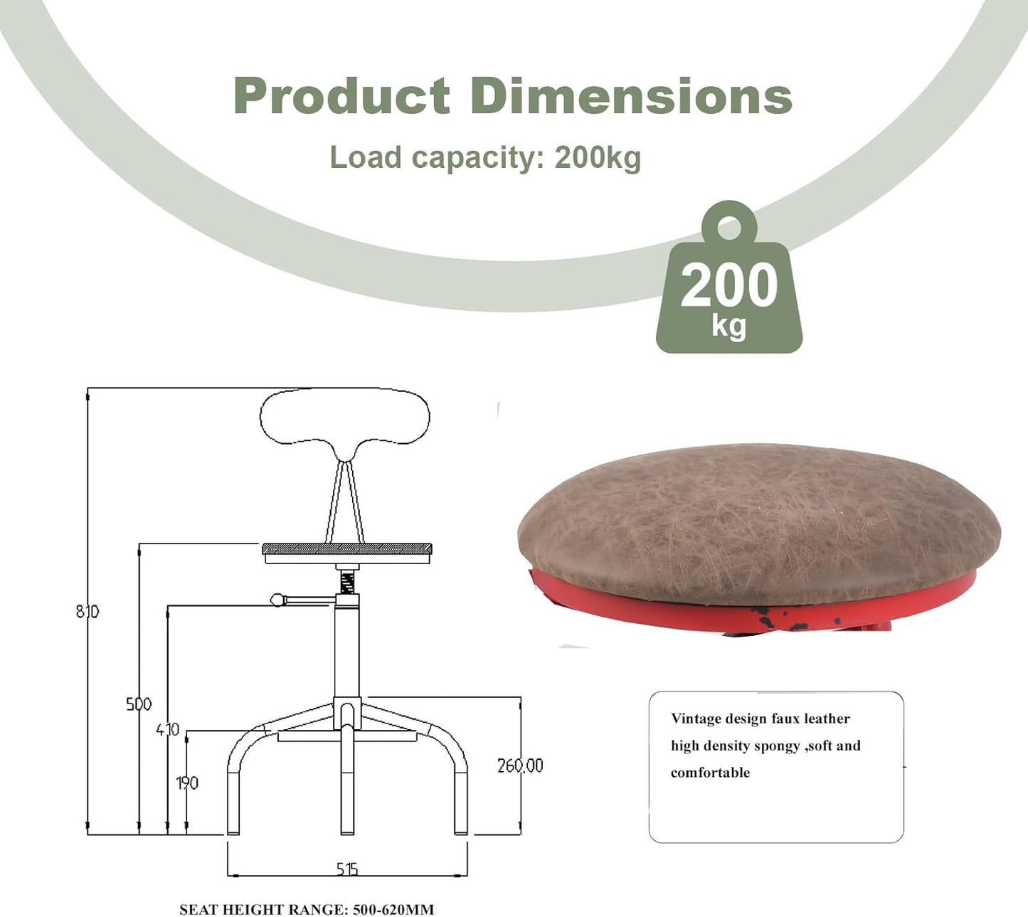 Topower Home Kitchen Stool, Industrial Counter Stool, Height Adjustable Swivel Bar Stools Indoor House Design with Iron Backrest Antique Red Set of 2