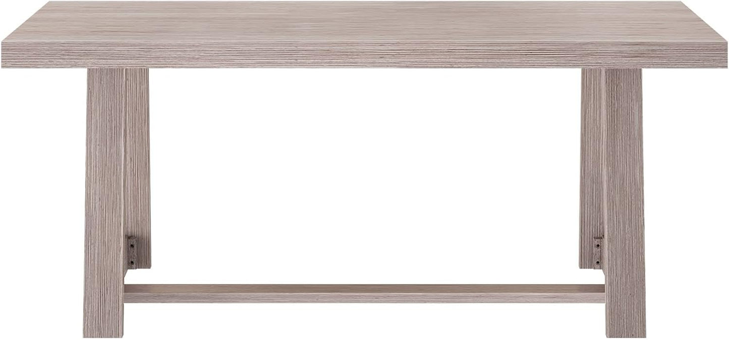 Plank+Beam 84 Inch Farmhouse Dining Table, Solid Wood Rustic Kitchen Table, Large Wooden Rectangular Dinner Table for Dining Room, Home Office, Living Room Furniture, Easy Assembly, Seashell Wirebrush