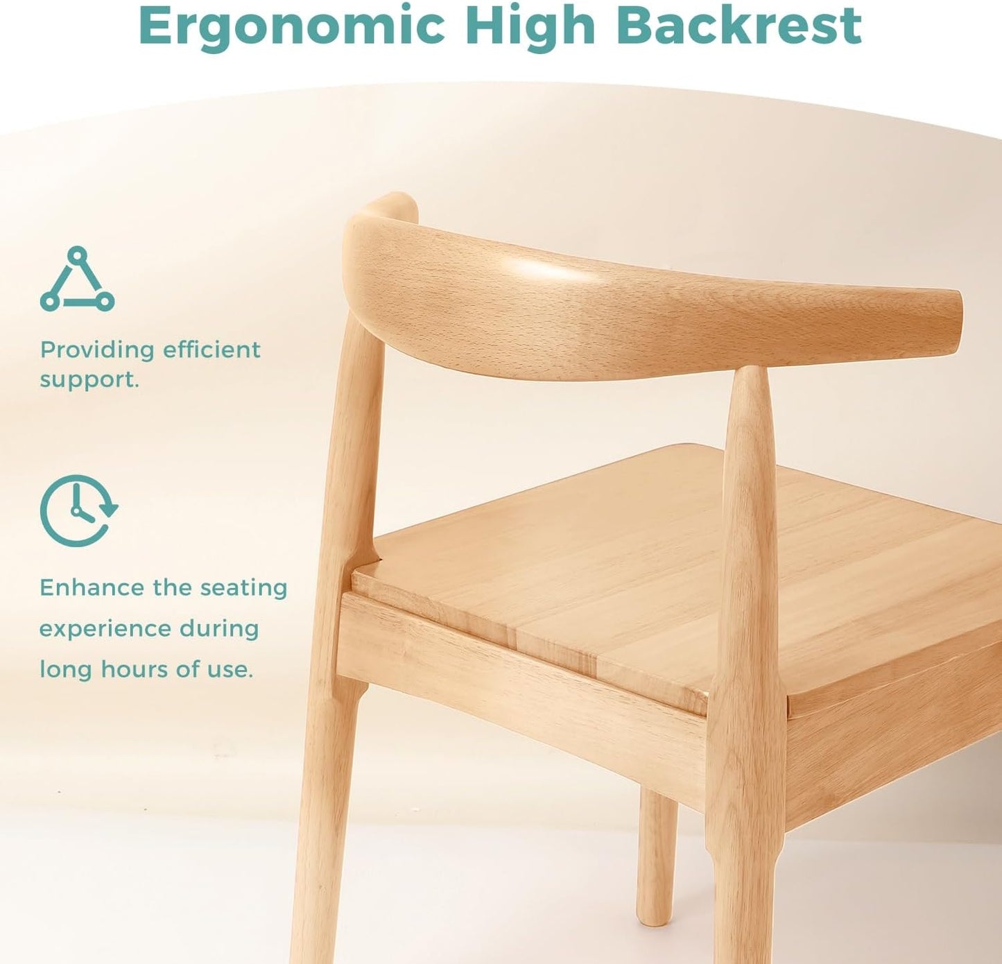 DELAVIN 4pcs Solid Wood Dining Chairs, Kitchen Chairs with Solid Oak Wood Legs, Farmhouse Style High Ladder Back Dining Room Chairs, Burlywood