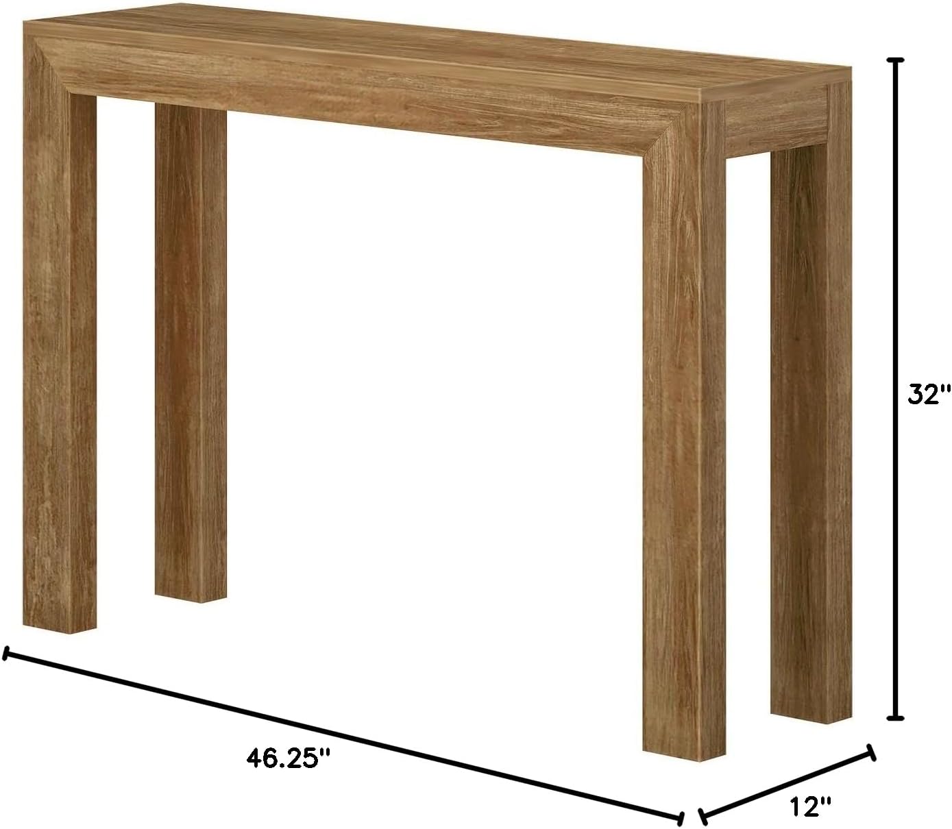 Plank+Beam Modern Solid Wood Console Table, 46.25 Inch, Sofa Table, Narrow Entryway Table for Hallway, Behind The Couch, Living Room, Foyer, Easy Assembly, Pecan
