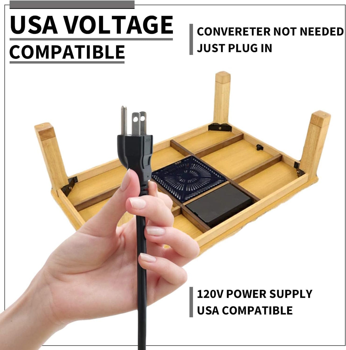 BJDesign Kotatsu - Japanese Heated Table - Wooden Chabudai Furniture with 120V Electric Heater - Low-Lying Dining and Work Desk with Temperature Control Knob (47x31in, Natural)
