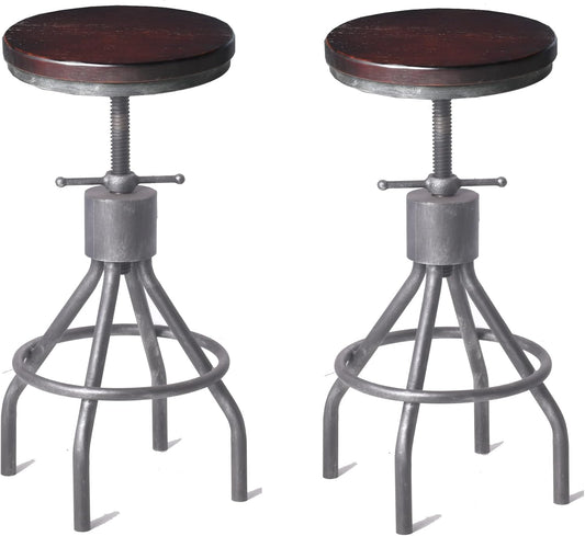 Diwhy Industrial Vintage Kitchen Counter Height Adjustable bar Stool,Farmhouse French Stylish Kitchen Stool,Swivel Bar Stool,Solid Wood Metal Stool,Easy Installation,Fully Welded Set of 2 (Silver)