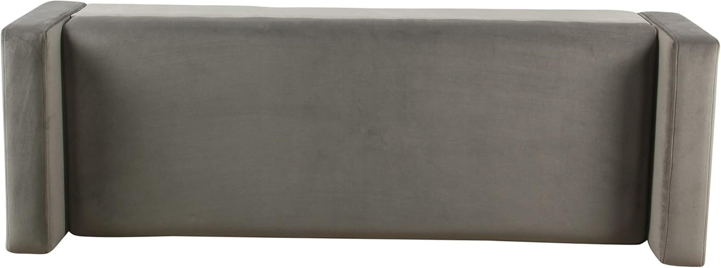 HomePop Home Decor | Upholstered Modern Velvet Storage Ottoman Bench | Ottoman Bench with Storage for Living Room & Bedroom | Decorative Home Furniture, Gray