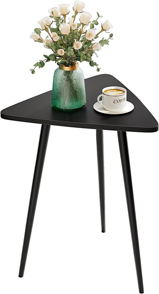 SAYGOER Small Black Side Table, Triangle End Table, Modern Narrow Bedside Table for Living Room Bedroom Small Space, Unique Sofa Table Medal Black Frame 13.5" W x 12.3" D x 17.7" H