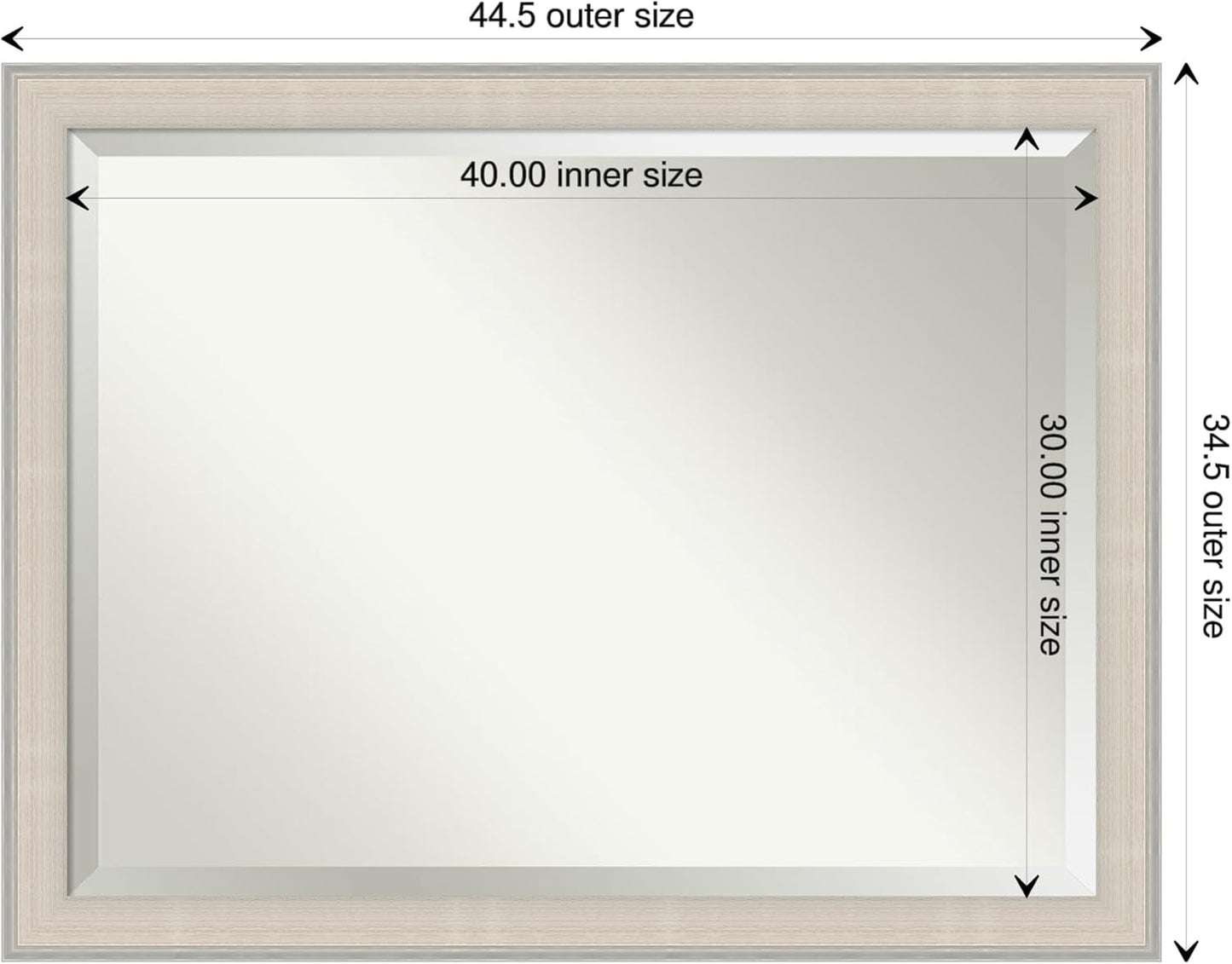 Amanti Art White Bathroom Mirror for Over Sink, 35x45 Cottage White Silver Rectangle Vanity Mirror, X-Large Coastal Wood Frame, Hangs Horizonally and Vertically, Bathroom Wall Decor, Beveled Edge